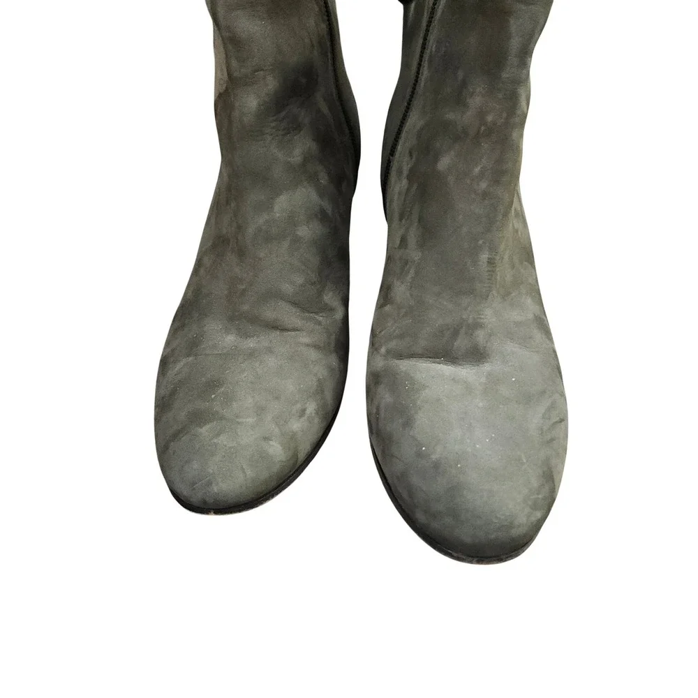 Vince Olive Green Suede Wedge Ankle Boots Italy Size 8M Gorpcore Luxury